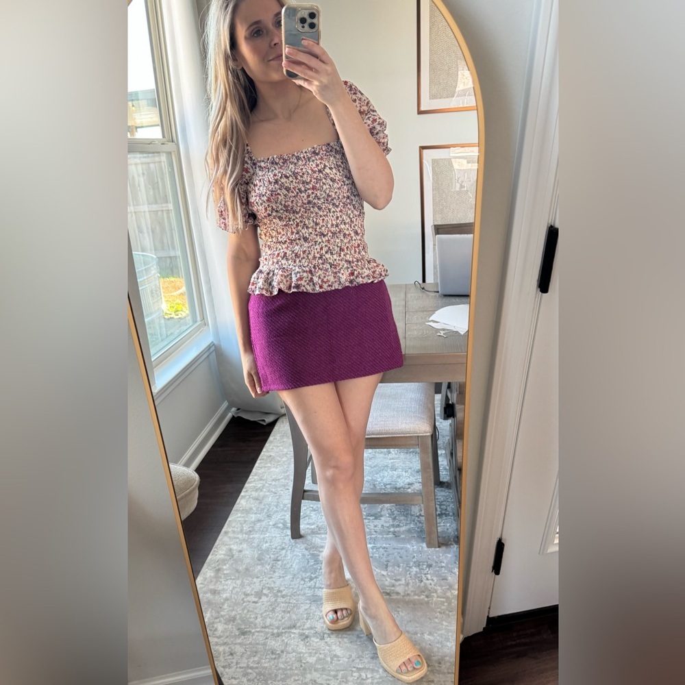 Pretty Little Thing - Elegant Dark Purple Boucle Basic Mini Pink Women's Skirt - Picture 12 of 14